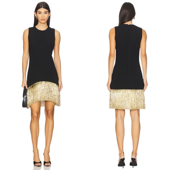 Simon Miller Dresses & Skirts - Simon Miller Bowie Fringe Mini Dress in Black Gold Silver Size Small NWT